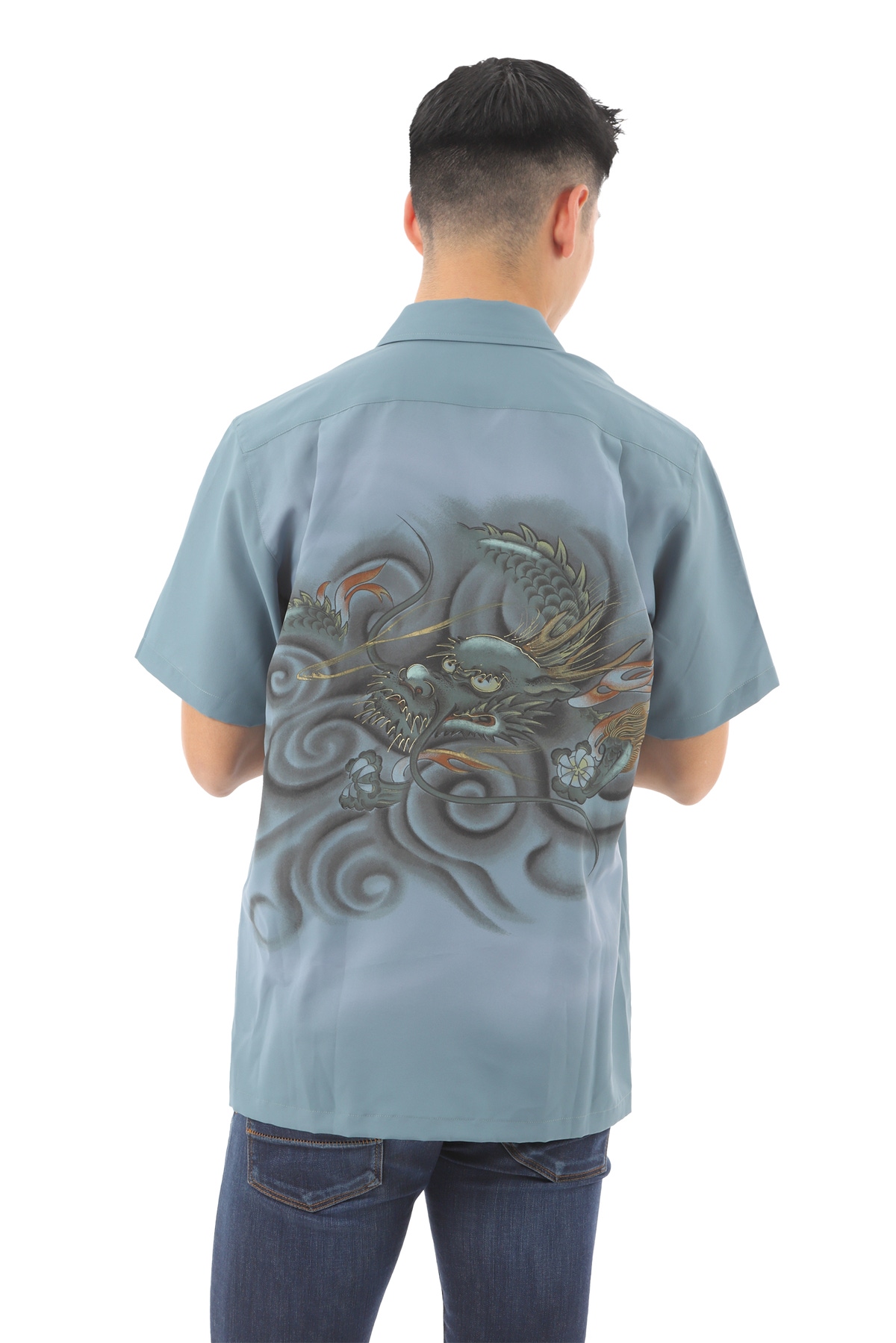 着物地の龍柄シャツ